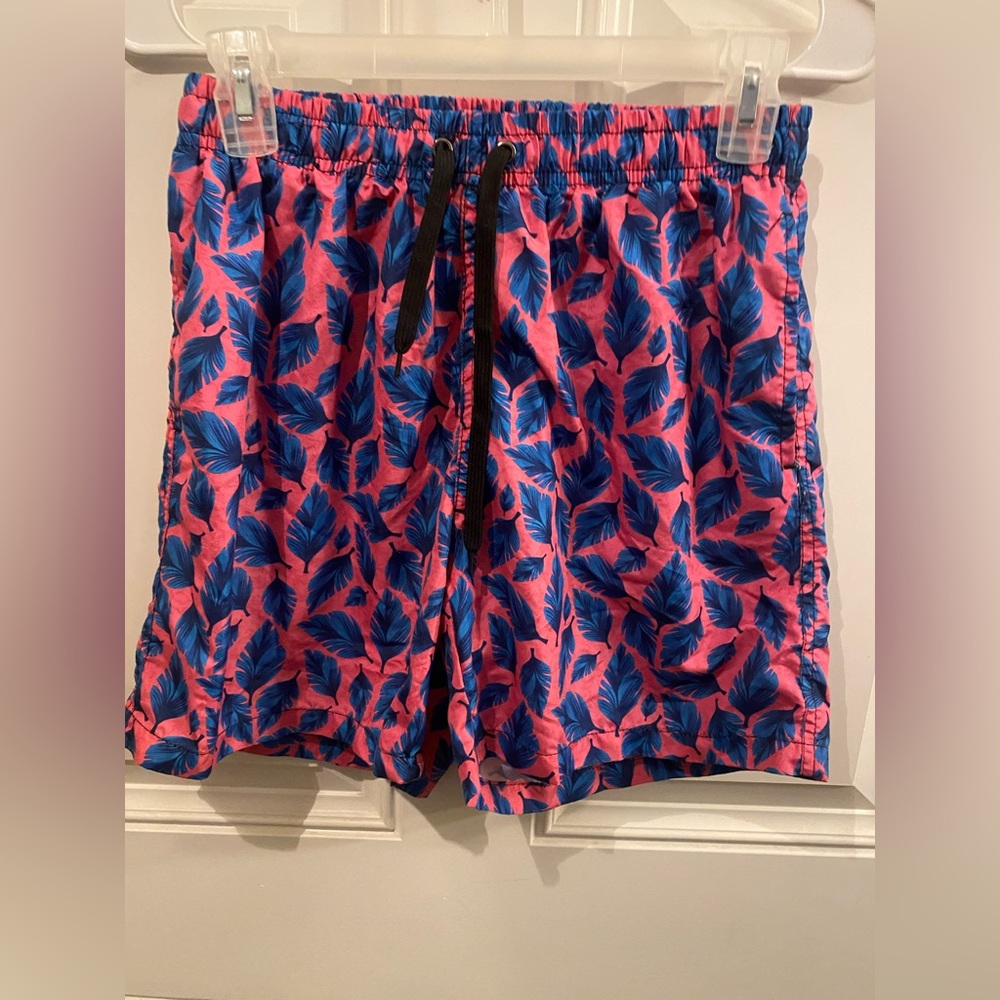 Pink and Blue Leaf Print Shorts